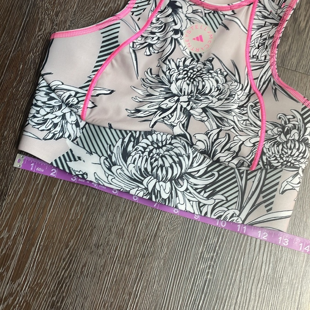 🧵Stella McCartney Adidas sports bra *Altered! chrysanthemum white black pink - Picture 8 of 11